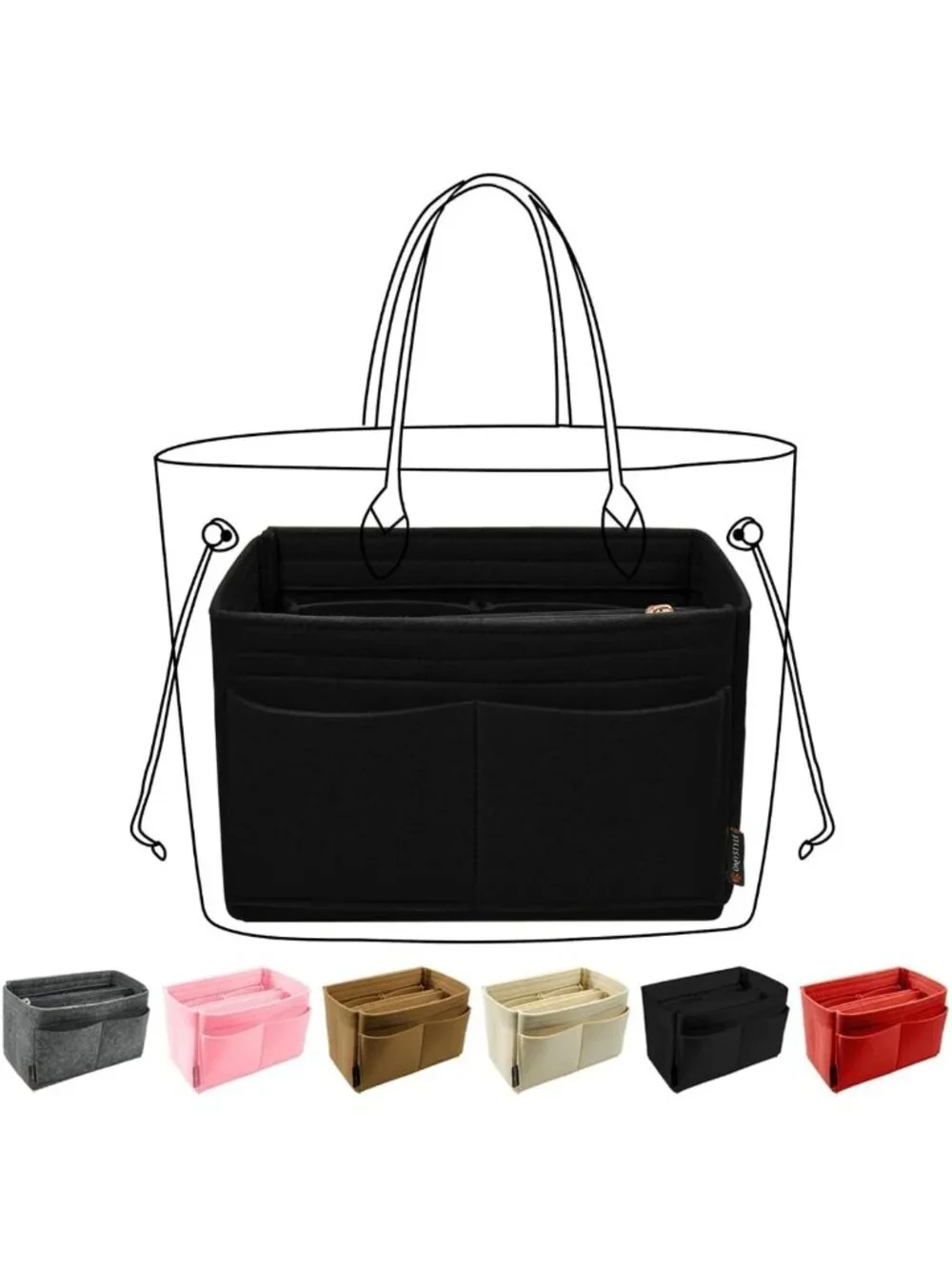 Purse Organizer Insert - Felt Tote Bag Divider with 5 Sizes for Handbag